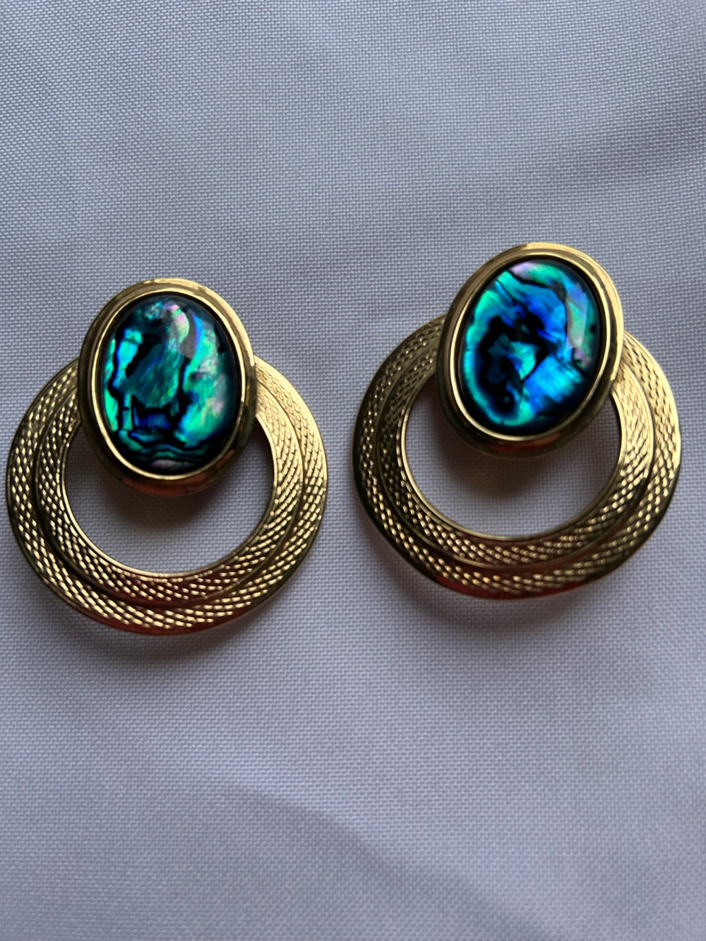 Butler Fifth Avenue Blue & Green Abalone Clip on Earrings